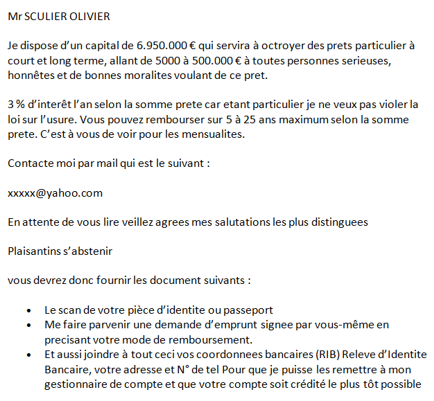 Trouvez la location de vacances parfaite pour partir en famille ou entre amis. Le crÃ©dit entre particuliers, une nouvelle forme dâarnaque