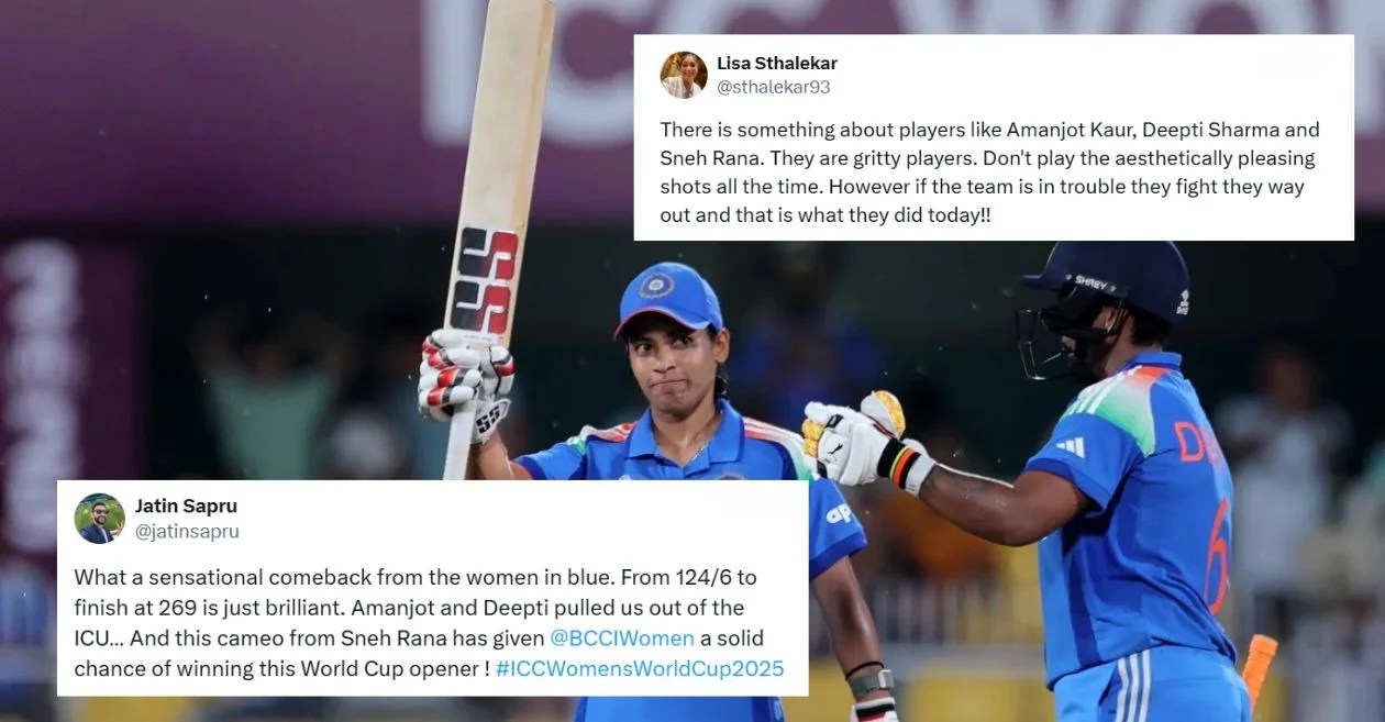 CWC 2025: Fans react as Deepti Sharma and Amanjot Kaur guide India to 269/8 after middle-order collapse vs Sri Lanka in Guwahati CWC 2025: Fans react as Deepti Sharma and Amanjot Kaur guide India to 269/8 after middle-order collapse vs Sri Lanka in Guwahati