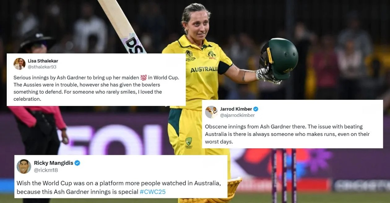 AUS-W vs NZ-W: Fans erupt in joy as Ashleigh Gardner creates history with record-breaking century in Women’s World Cup 2025 AUS-W vs NZ-W: Fans erupt in joy as Ashleigh Gardner creates history with record-breaking century in Women’s World Cup 2025