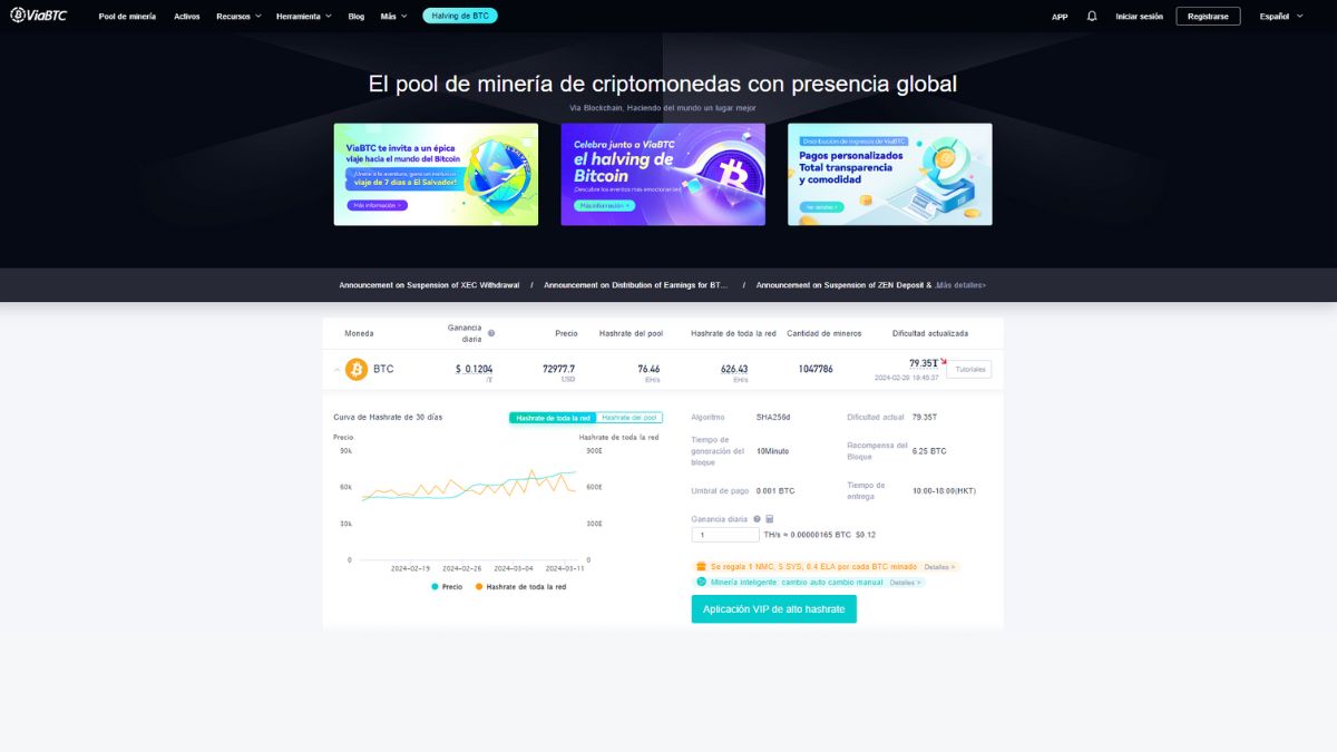 ViaBTC Bitcoin et autres pools de minage de crypto-monnaies.