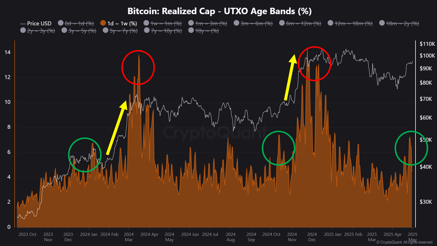 Bitcoin STH Behavior and Price Movement. Source: CQ