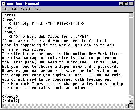 However you must save your file . Creating basic HTML files