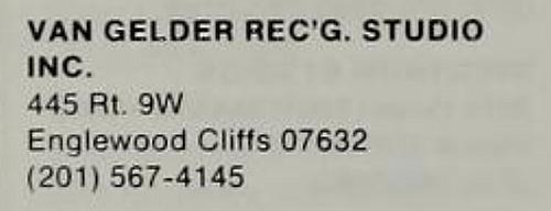A Return Address Label from a Van Gelder Studio envelope.