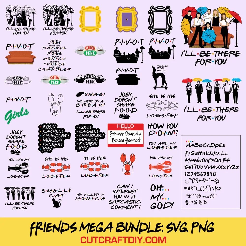 Created by david crane, marta kauffman. Friends Tv Shows Svg Bundle Cut File Friends Font Friends Alphabet