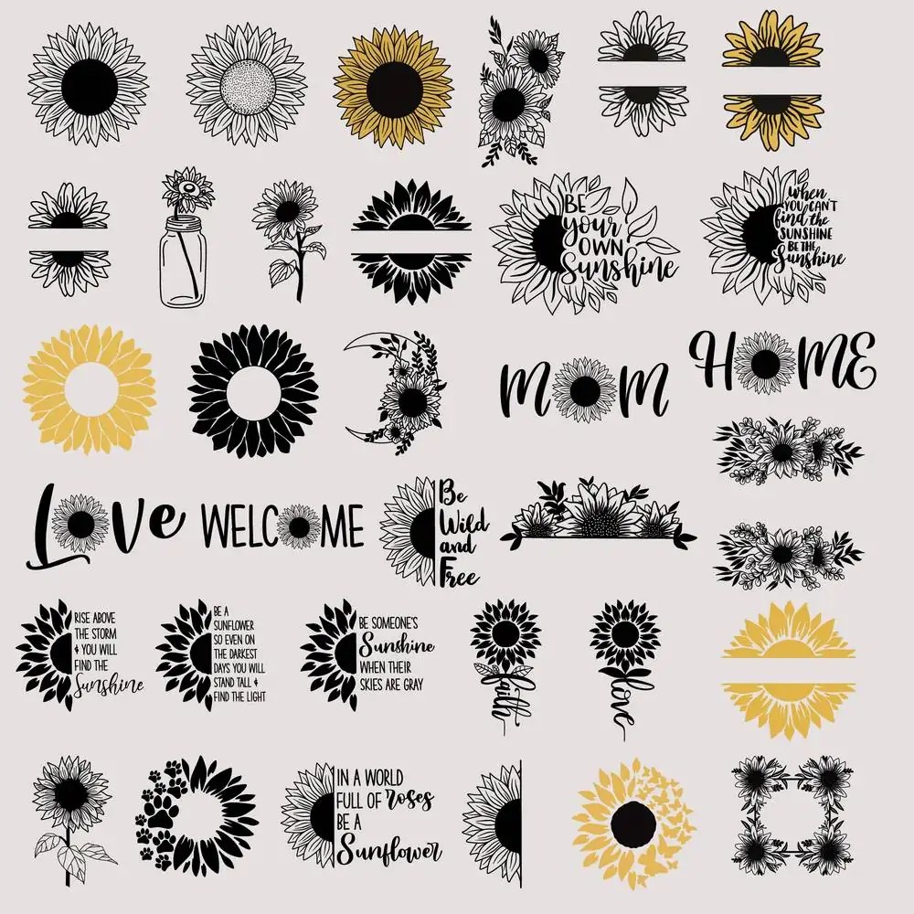 Perfect for many diy projects, greeting cards and invitations, blogs, product and textile design, decals. Sunflower Svg Bundle Sunflower Wreath Svg File Sunflower Clipart
