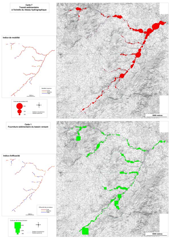 Cartographies du transit sédimentaire et de la fourniture sédimentaire du bassin versant
