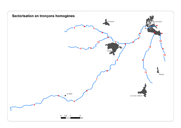 Différentes cartographies du bassin versant de la Giscle réalisées par Dynamique Hydro