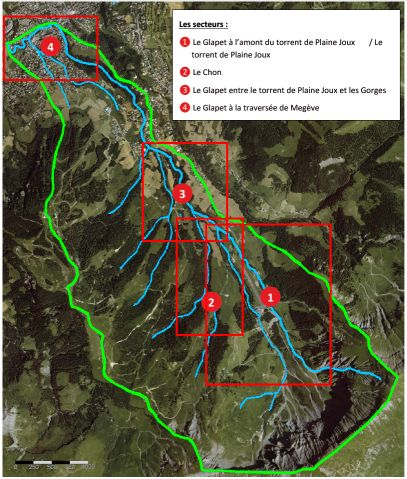 GLAPET - Plan de gestion : cartographie de la sectorisation du bassin versant