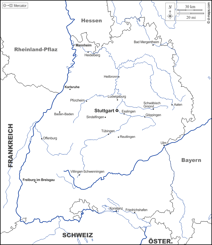 Baden-Württemberg Städte . Baden-Württemberg Kostenlose Karten, kostenlose stumme ...
