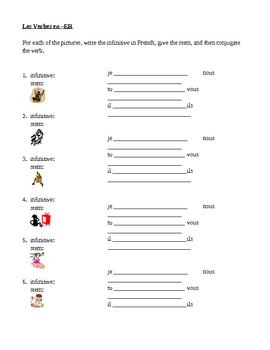 er verbs in french verbes er present tense worksheet 14 teaching