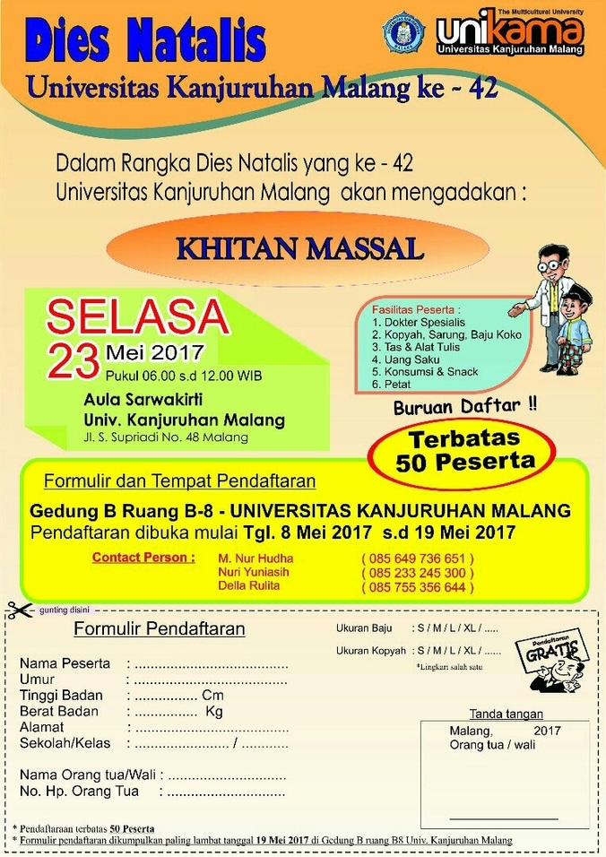 Peserta wajib mengisi formulir pendaftaran. Info Khitanan Massal Atmago