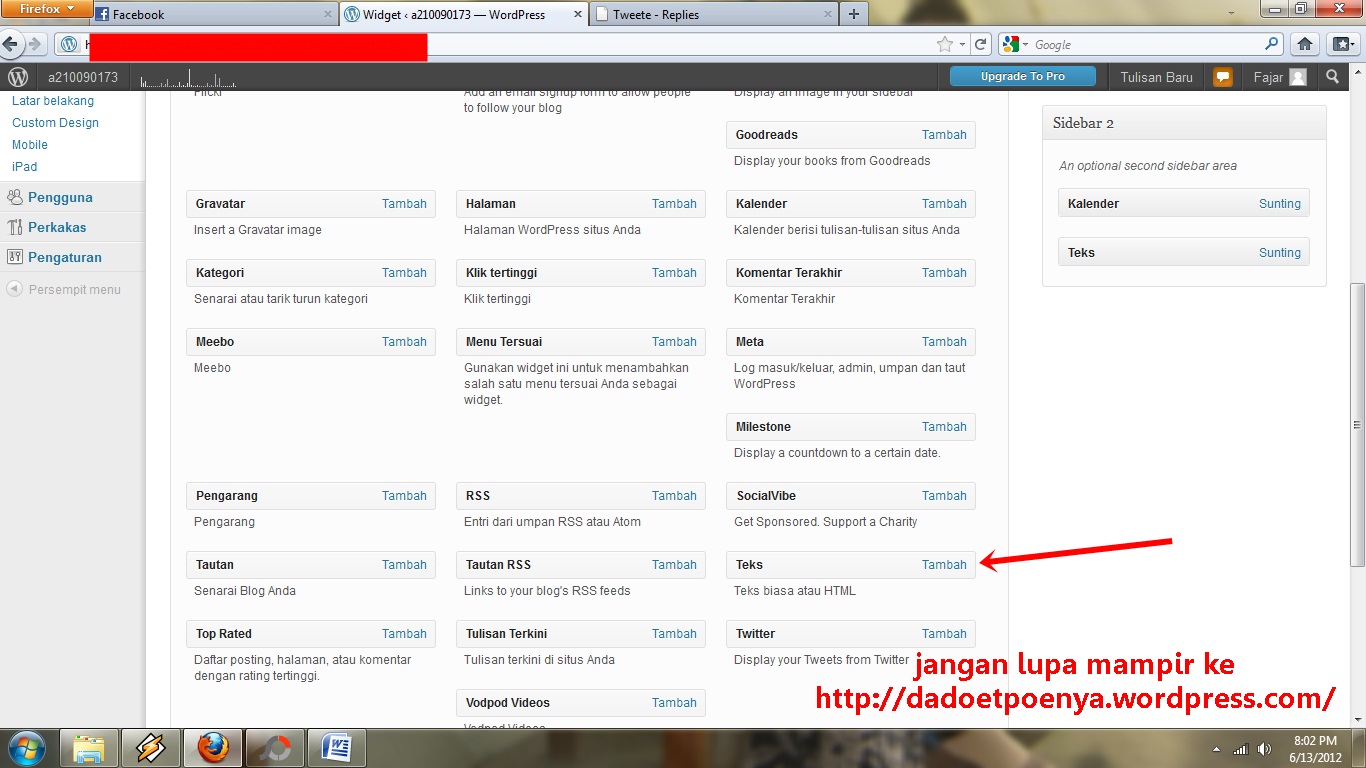 Klik salah satu tombol + penyisip blok untuk menambahkan widget. Cara menambahkan Lagu pada WordPress | BrokenDown