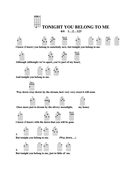 Learn to play guitar by chord / tabs using chord diagrams, transpose the key,. You Belong To Me Uke Chords Sheet And Chords Collection