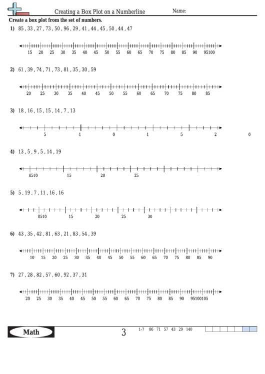 creating a box plot on a numberline math worksheet with