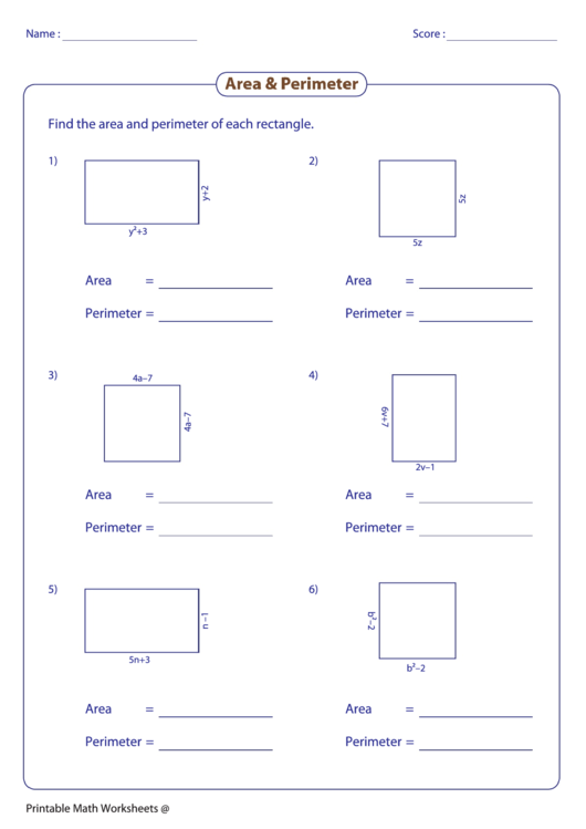 Practice finding the total distance around a triangle with this set of perimeter of a triangle worksheet pdf, recommended for students of grade 2, grade 3, and . Area Perimeter Worksheet Printable Pdf Download