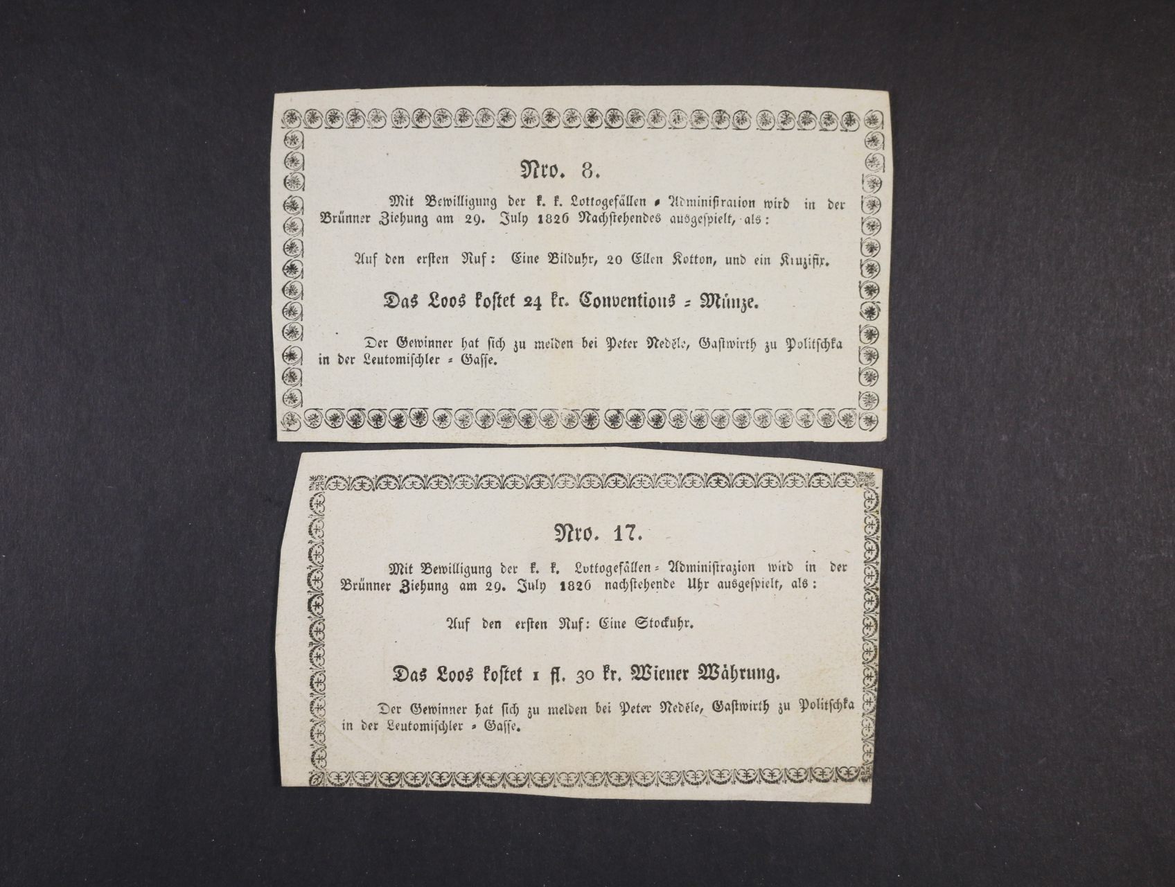 2 Ks Losu Rakousko Uhersko Z Roku 1826 Nro 8 A Filatelie Klim