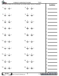 adding and subtracting fractions worksheet templates pdf download fill and print for free templateroller