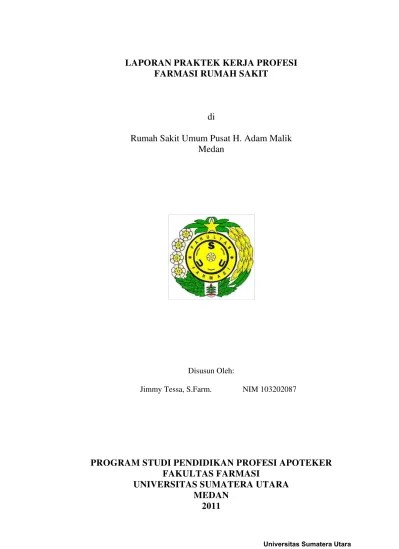 Laporan Praktek Kerja Profesi Farmasi Rumah Sakit di Rumah Sakit Umum Pusat  H. Adam Malik Medan