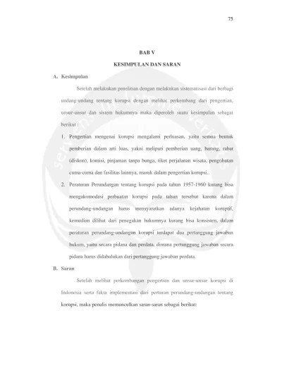 Top PDF KESIMPULAN DAN SARAN KAJIAN SEJARAH HUKUM TERHADAP PENGERTIAN  KORUPSI. - 123dok.com