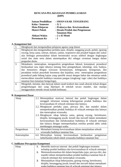 Latihan soal pilihan ganda bab budidaya tanaman pangan. Rpp Prakarya Kelas 10