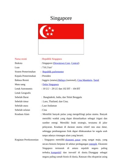 PROFIL NEGARA SINGAPURA