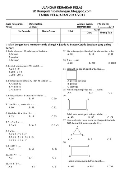 Ada pembahasan soal ukk matematika kelas 3 sd semester genap tahun 2021. Top Pdf Soal Ulangan Akhir Semester 2 Soal Ukk Matematika X Mipa 123dok Com