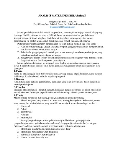 ANALISIS MATERI PEMBELAJARAN