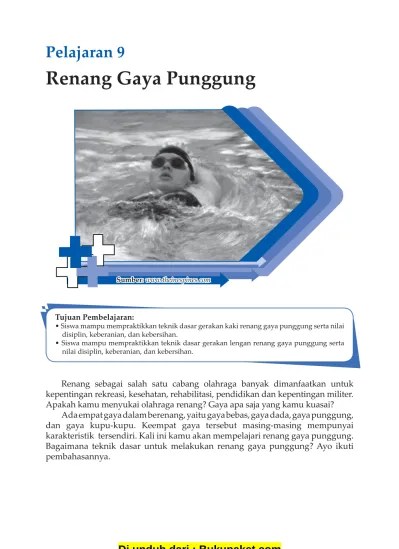 Dalam posisi ini, kedua tangan harus berpengangan pada dinding kolam. Pjok Kelas 9 Bab 5 Renang Gaya Punggung