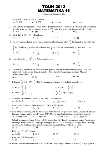 TOUN 2013 MATEMATIKA 15
