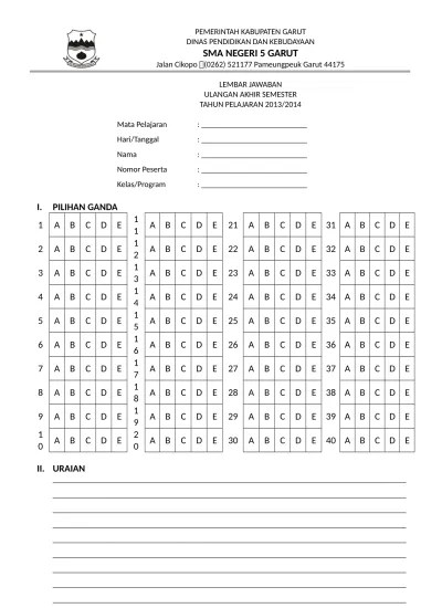 Administrasi Ujian SD SMP SMA SMK Lengkap Format Word BERITA ACARA