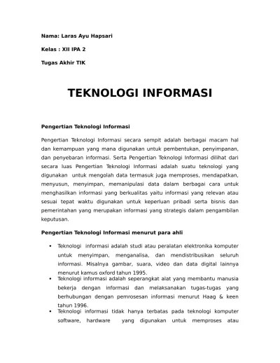 Nama Laras Ayu Hapsari Kelas XII IPA 2 T