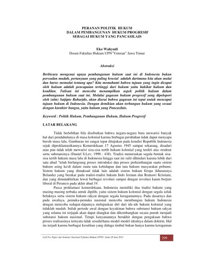 Top PDF PERANAN POLITIK HUKUM DALAM PEMBANGUNAN HUKUM PROGRESIF SEBAGAI  HUKUM YANG PANCASILAIS. - 123dok.com