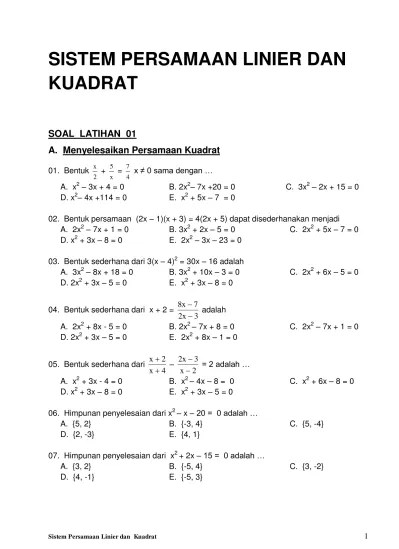 Modul Matematika SMA dan Soal Latihan 02 Latihan 01