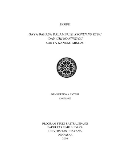 Pesan Moral Kumpulan Puisi Matsuge No Niji Karya Misuzu Kaneko (melalui  pendekatan Ekspresif).