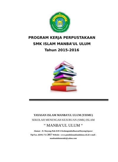 Contoh Program Kerja Perpustakaan SMK Format Microsoft Word
