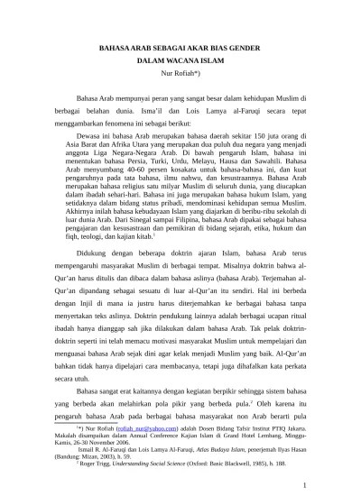 Contoh Makalah Agama Tentang Bahasa Arab dan Bias Gender