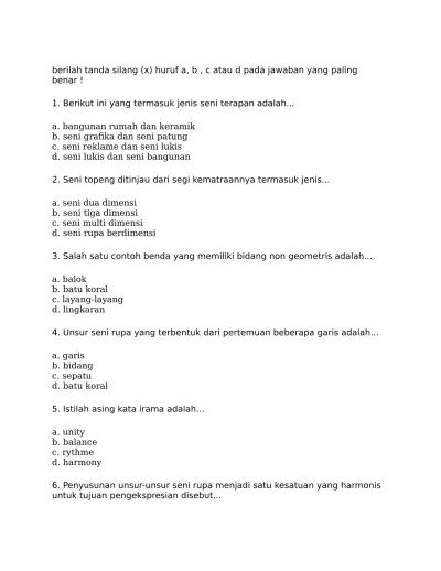 UTS Ganjil Seni Budaya Kelas 7