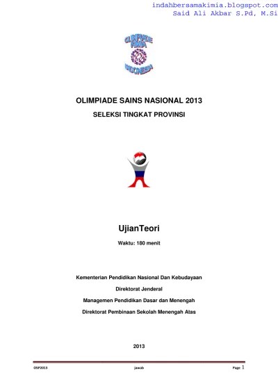 Problem posing pada materi larutan penyangga menunjukkan bahwa jawaban. Soal Dan Pembahasan Olimpiade Kimia Tingkat Provinsi Jawab Prov 010