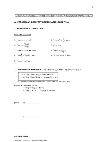 Download & view lks eksponen dan logaritma as pdf for free. Materi Dan Lks Matematika Kelas Xii Ipa Semester 2 Persamaan Fungsi Dan Pertidaksamaan Eksponen