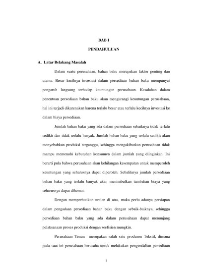 Analisis pengendalian persediaan bahan baku tenun untuk mencapai efisiensi  Penggunaan dana pada firma asatex Microsoft Word TA