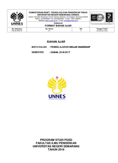 kelas rangkap model 222 k13. Bahan Ajar Pembelajaran Kelas Rangkap