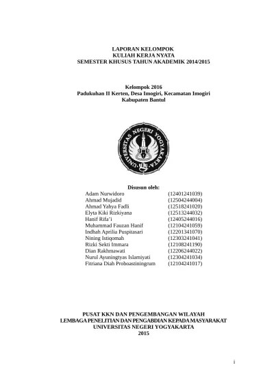 Buku dalam format pdf dijadikan satu compact disc (cd) dengan laporan. Top Pdf Hasil Laporan Kkn Novi Astrihani 2016 123dok Com
