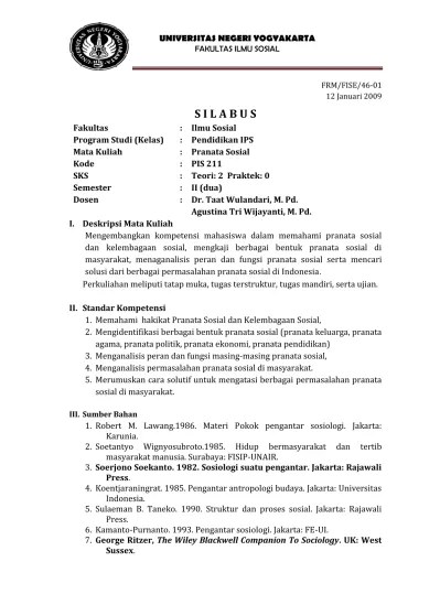 silabus pranata sosial revisi