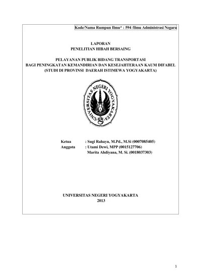 pelayanan publik bidang transportasi bagi peningkatan kemandirian dan  kesejahteraan kaum difabel pro