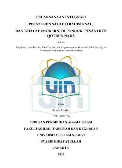 Pelaksanaan Integrasi Pesantren Salaf (Tradisional) dan Khalaf (Modern) di  Pondok Pesantren Qotrun Nada