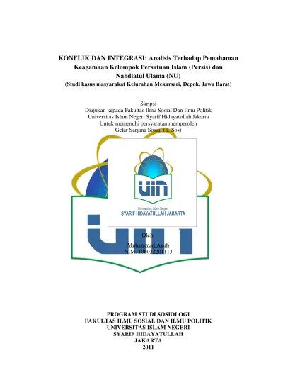 Pengertian yang tinggi untuk hasil kedua belah pihak akan menghasilkan percobaan . Top Pdf Konflik Dan Integrasi Faham Keagamaan Islam Studi Kasus Masyarakat Sawangan Depok Jawa Barat 123dok Com