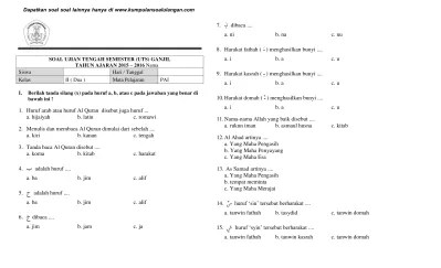 Soal Jawab PAI kelas X semester 2 tentan