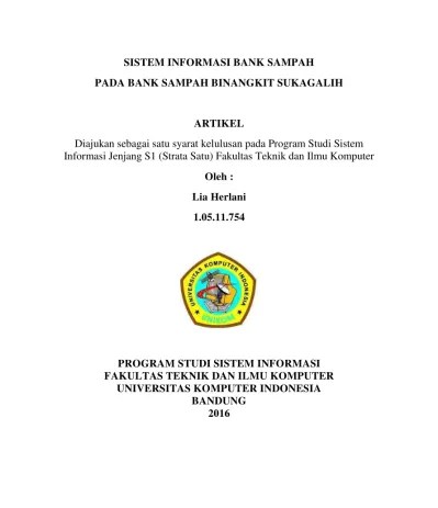 Mencatatnya dalam bentuk buku tabungan. Top Pdf Sistem Informasi Bank Sampah Pada Bank Sampah Binangkit Sukagalih 123dok Com