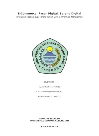 Menurut didit agus irwantoko, belanja online (online shop) merupakan proses. Contoh Makalah E Commerce
