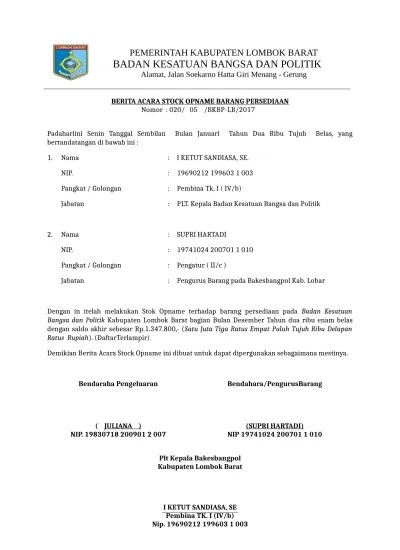 Sebelum anda tahu contoh berita acara stock opname barang persediaan, ketahui dulu pengertian dari berita acara stock opname agar anda menjadi lebih paham. Berita Acara Stock Opname Kas